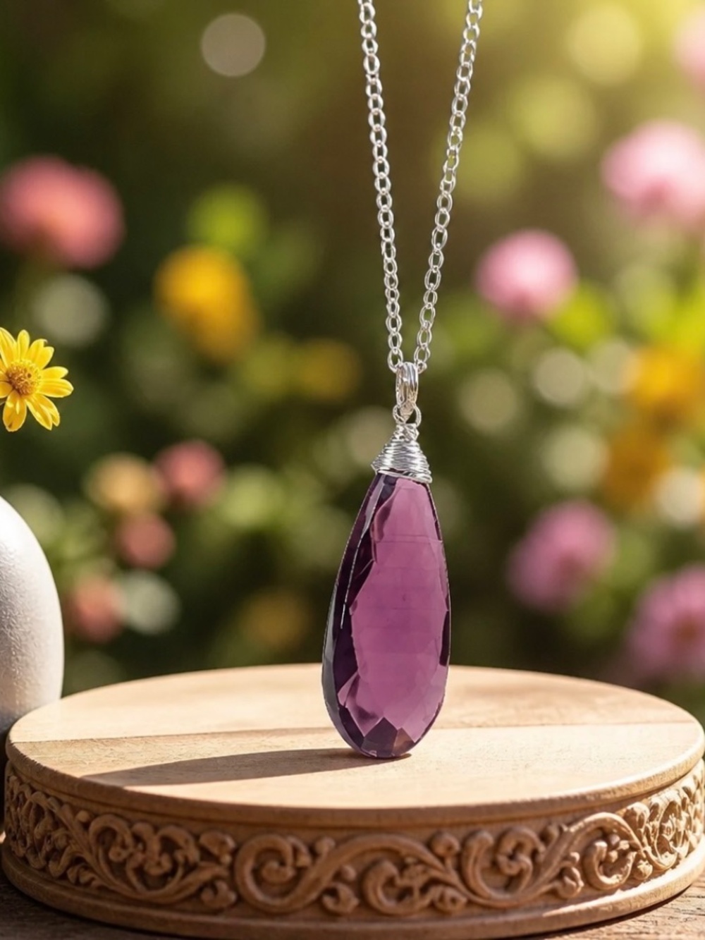 New Gorgeous Large Plum Kunzite Pendant Handcrafted Sterling Silver